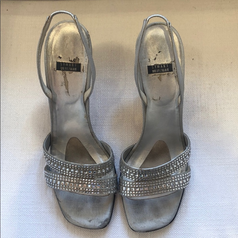 Silver Sparkly Open Toed Stuart Weitzman Heels! - image 2